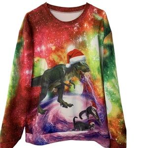 Ugly cat cosmic Christmas sweater